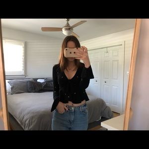 Ruffle floral black crop top from topshop. Size 4